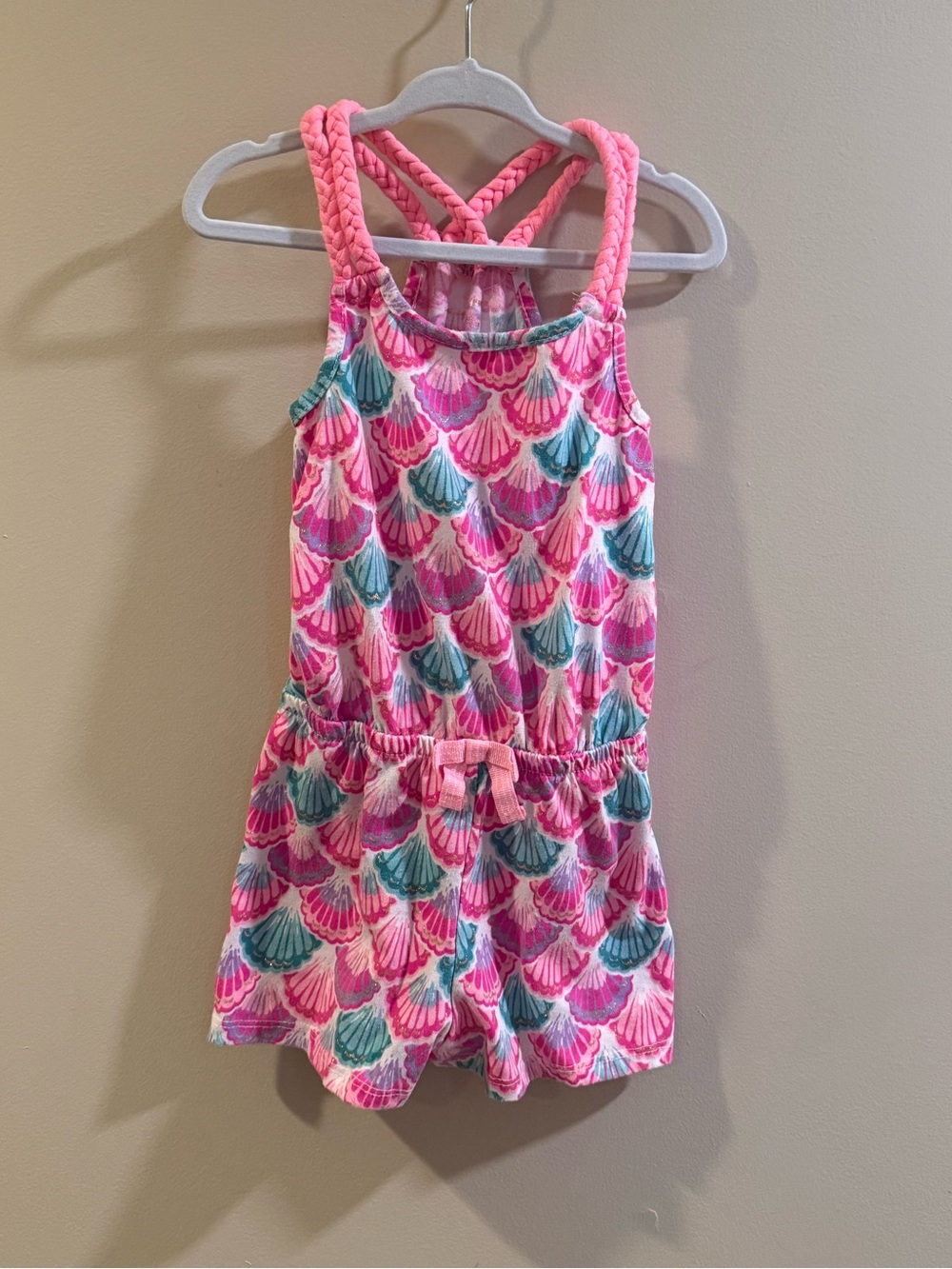 Tommy Bahama Girls Pink & Teal Shell-Print Romper